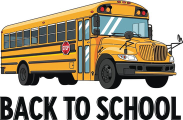 Back to school yellow school bus vector illustration for education and transportation related designs