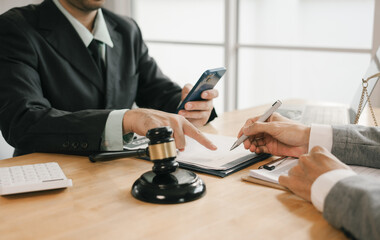Legal advice concept: A lawyer or legal advisor is someone who listens and gives advice to business...