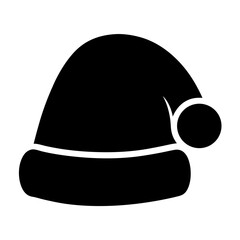 Black and white silhouette of a Santa Claus hat isolated on white