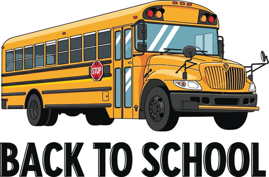 Back to school yellow school bus vector illustration for education and transportation related designs