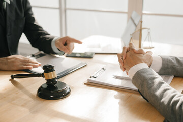 Legal advice concept: A lawyer or legal advisor is someone who listens and gives advice to business...