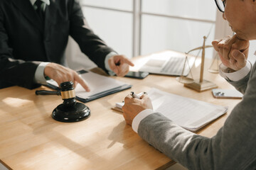 Legal advice concept: A lawyer or legal advisor is someone who listens and gives advice to business...