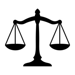 Symmetrical Scales of Justice in Black Silhouette Symbolizing Fairness and Equilibrium
