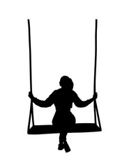 Girl swinging simple silhouette isolated icon.