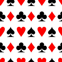 Simple poker playing cards signs seamless pattern.