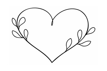 Heart shape with delicate floral vine branch leaves