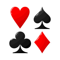 Realistic Poker playing cards sign set.