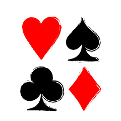 Poker playing cards sign set.