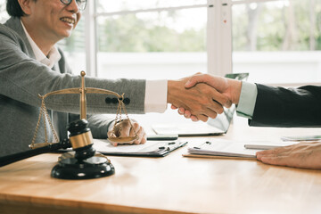 Legal advice concept: A lawyer or legal advisor is someone who listens and gives advice to business...