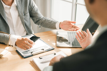 Legal advice concept: A lawyer or legal advisor is someone who listens and gives advice to business...