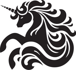 Unicorn horses black vector