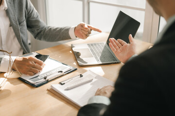 Legal advice concept: A lawyer or legal advisor is someone who listens and gives advice to business...