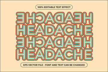 Editable Retro Headache Text Effect with Bold Outline – Vector EPS Typography Design