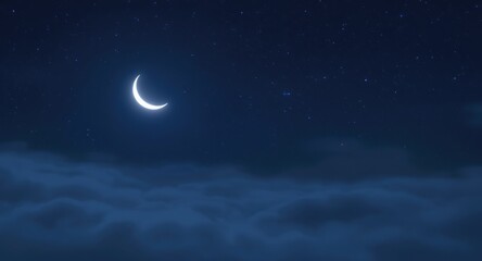 Moonlit night sky over serene clouds nature photography tranquil atmosphere dreamy viewpoint celestial for stargazing