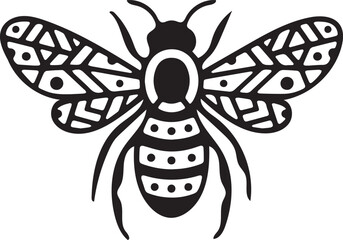 Geometric Bee Icon Black Design for Nature and Wildlife Themes