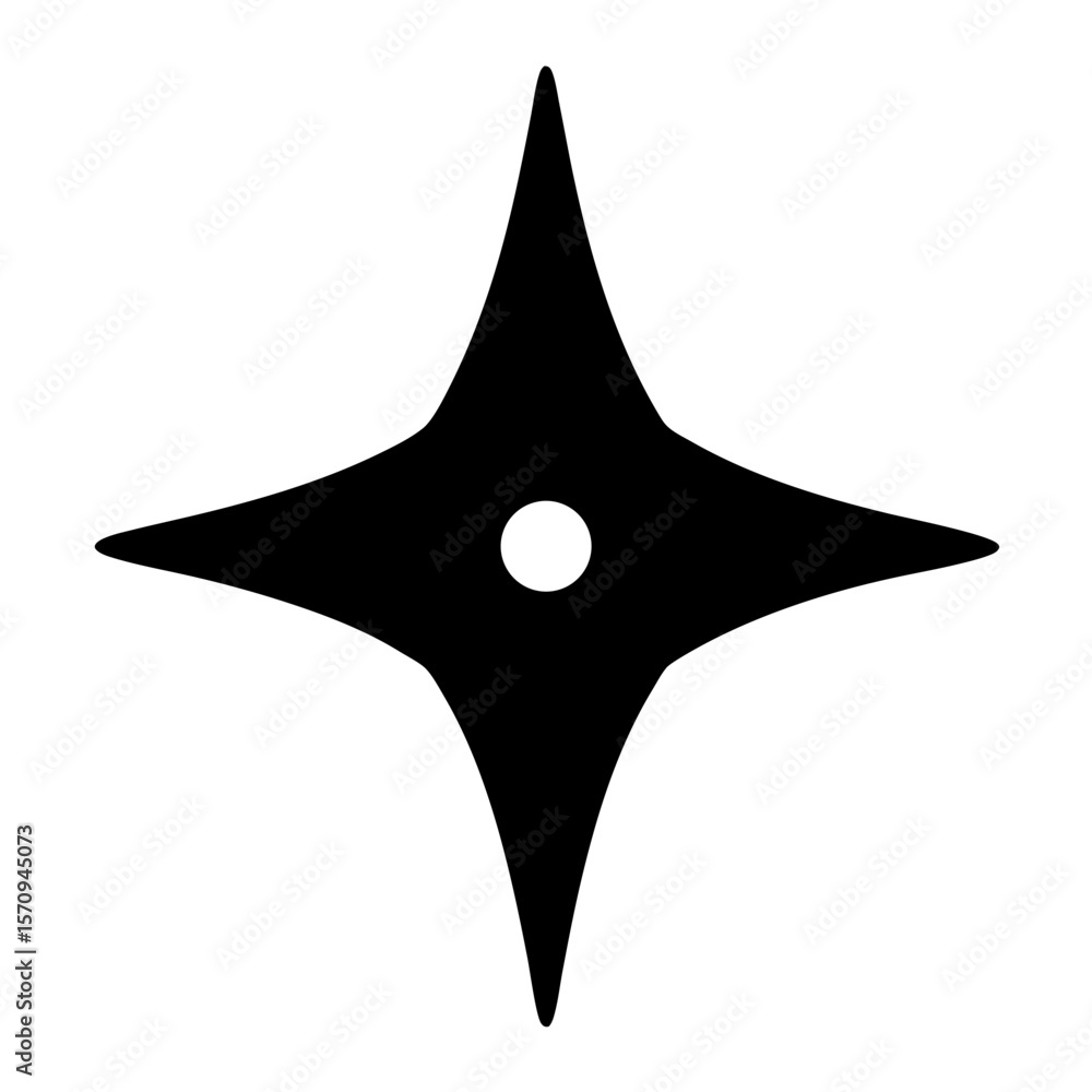 Poster four pointed star with a circle in the center of the design