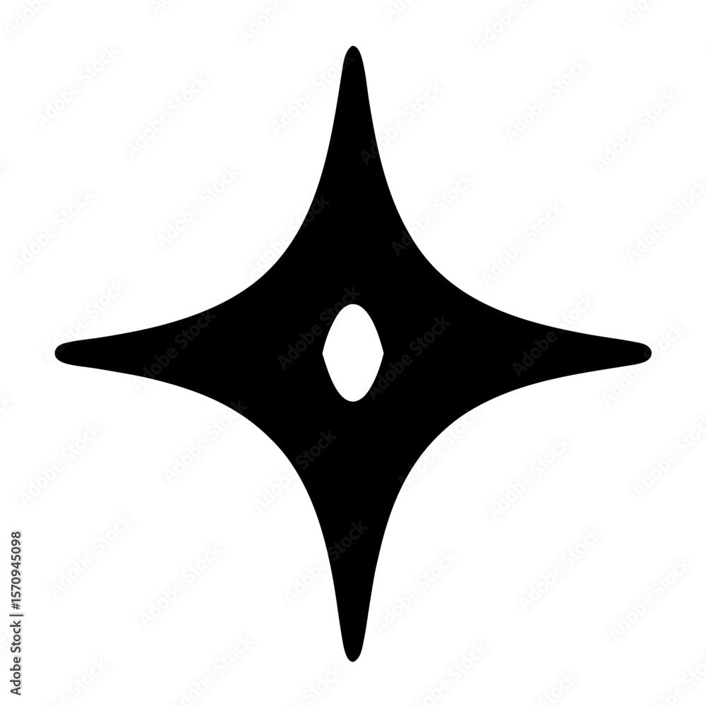 Poster abstract star shape with four curved points and an oval center.