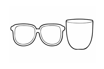 Black outline eyeglasses and cup spectacles eyewear