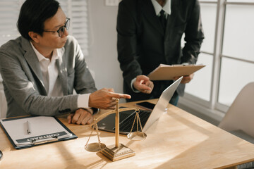 Legal advice concept: A lawyer or legal advisor is someone who listens and gives advice to business...