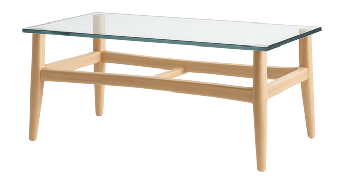 Low table with a removable glass top, designed for easy cleaning after painting sessions in a home studio.