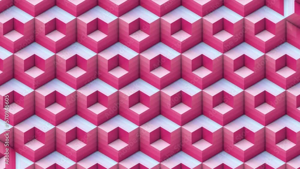 Poster loop animation with modular cubes forming a relief. 3d rendering