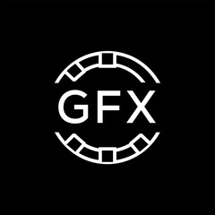 GFX Creative Letter mark Badge Logo Design, GFX Later Logo, Geometric Monogram Logo on Black Background, GFX  Later Logo, Contemporary Minimal Logo for Business Identity.
