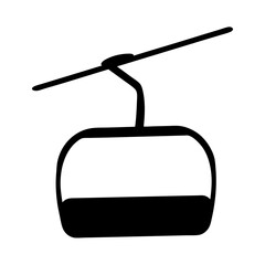 Obraz premium Stylized black and white illustration of a gondola lift or cable car