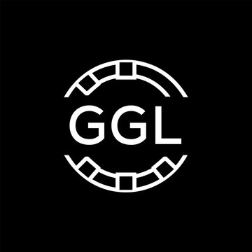 GGL Creative Letter mark Badge Logo Design, GGL Later Logo, Geometric Monogram Logo on Black Background, GGL  Later Logo, Contemporary Minimal Logo for Business Identity.
