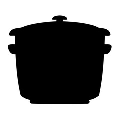 Fototapeta premium Silhouette image of a covered cooking pot with handles and knob