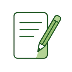 Paper and pencil icon in eco style for notes or ideas