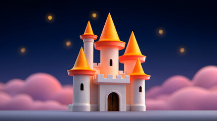 Dream childhood beautiful children's day castle palace fairy tale dream illustration