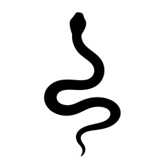 A stylized black snake silhouette slithering and winding on a white background