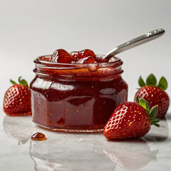 strawberry jam on a white background