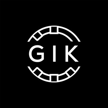 GIK Creative Letter mark Badge Logo Design, GIK Later Logo, Geometric Monogram Logo on Black Background, GIK  Later Logo, Contemporary Minimal Logo for Business Identity.
