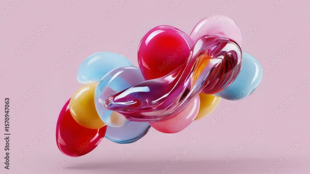 Poster a colorful, abstract image of many different colored balloons. the balloons are arranged in a way th