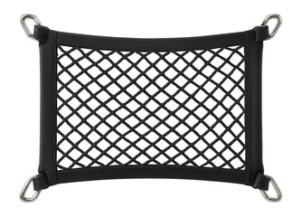 Portable trunk net for a compact electric car, ideal for carrying reusable shopping bags.