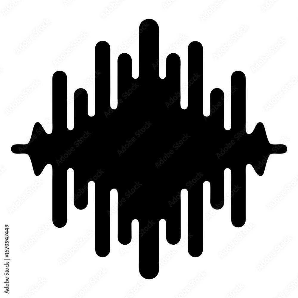 Poster abstract symmetrical waveform with rounded edges, resembling a sound equalizer pattern
