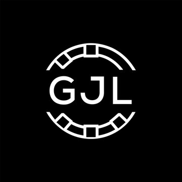 GJL Creative Letter mark Badge Logo Design, GJL Later Logo, Geometric Monogram Logo on Black Background, GJL  Later Logo, Contemporary Minimal Logo for Business Identity.
