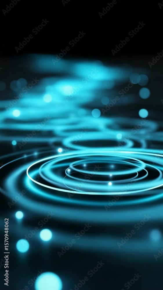 Poster the image is a close up of a blue water droplet with a blue background. the droplet is surrounded by