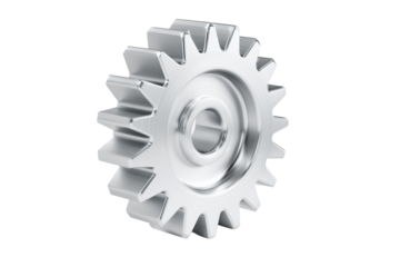 Metal Gear Cog with Precision Teeth on Transparent Background
