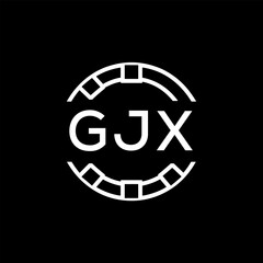 GJX Creative Letter mark Badge Logo Design, GJX Later Logo, Geometric Monogram Logo on Black Background, GJX  Later Logo, Contemporary Minimal Logo for Business Identity.

