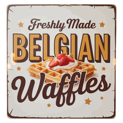 Belgian Waffles Retro Café Badge
