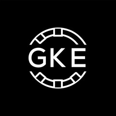 GKE Creative Letter mark Badge Logo Design, GKE Later Logo, Geometric Monogram Logo on Black Background, GKE  Later Logo, Contemporary Minimal Logo for Business Identity.
