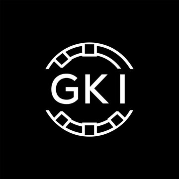 GKI Creative Letter mark Badge Logo Design, GKI Later Logo, Geometric Monogram Logo on Black Background, GKI  Later Logo, Contemporary Minimal Logo for Business Identity.
