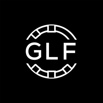 GLF Creative Letter mark Badge Logo Design, GLF Later Logo, Geometric Monogram Logo on Black Background, GLF  Later Logo, Contemporary Minimal Logo for Business Identity.
