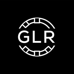 GLR Creative Letter mark Badge Logo Design, Geometric Monogram Logo on Black Background, GLR Later Logo, Contemporary Minimal Logo for Business Identity.
