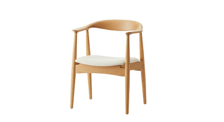Modern Light Wood Dining Chair with Cream Seat.