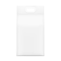 Realistic snap seal bag with plastic handle mockup. Front view. Vector illustration isolated on white background. Ready for your design. Suite for the presentation of your product. EPS10.