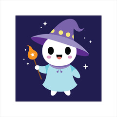 Cute Ghost Witch with Magic Vector