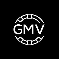GMV Creative Letter mark Badge Logo Design, GMV Later Logo, Geometric Monogram Logo on Black Background, GMV  Later Logo, Contemporary Minimal Logo for Business Identity.
